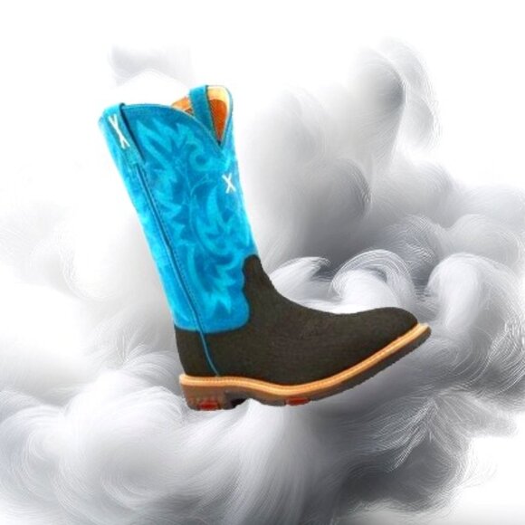 Twisted X Charcoal Suede Turquoise Alloy Safety Toe Working Boot Size 8.5